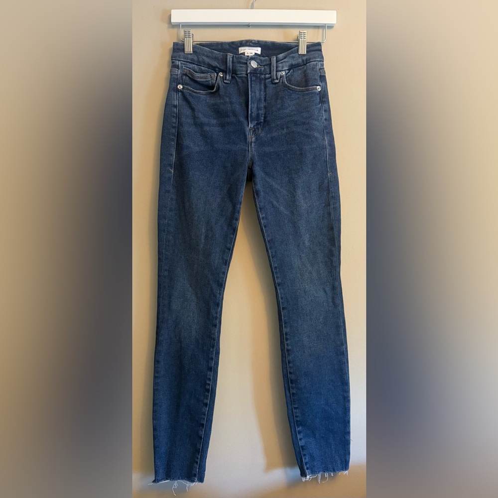 Good American Women’s BLUE518 Good Legs Raw Edge Skinny Jeans - Size 2/26